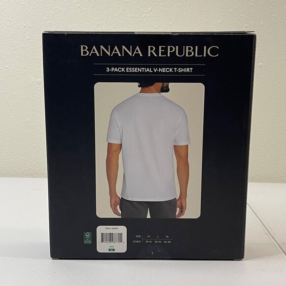 Banana Republic 3-Pack Essential V-Neck T-Shirts XL ,Cotton Stretch, White - Picture 3 of 11